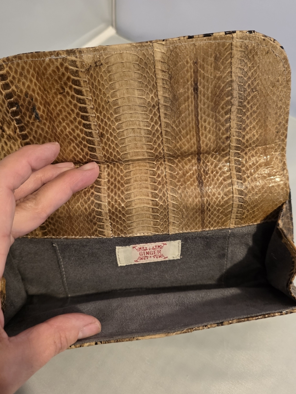 Natural Python Snakeskin Clutch, Vinyage - Picture 8 of 12